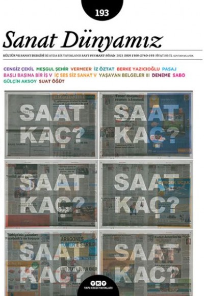 Sanat Dünyamız Sayı: 193 Saat Kaç?