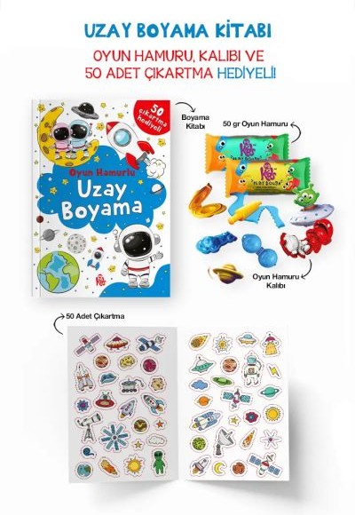 Uzay Boyama Kitabı - Oyun Hamurlu - 3 Yaş +